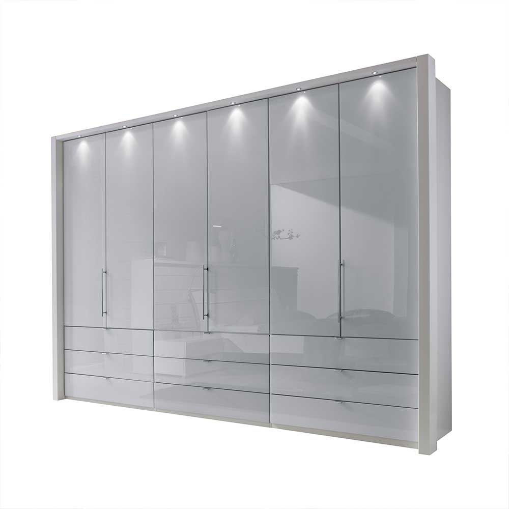 Schlafzimmerschrank Falttüren Weiß mit Glas beschichtet Donpiave