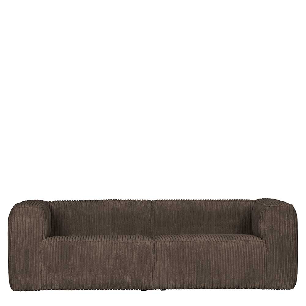 Schlammfarbene Cord Couch in modernem Design - 246x73x96 RIBE
