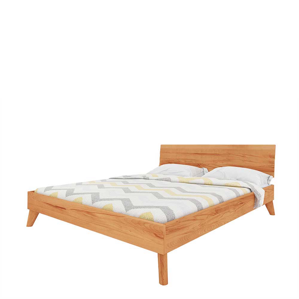 Schlichtes Holz Bett in Überlänge 220cm aus Kernbuche - viele Größen Junola