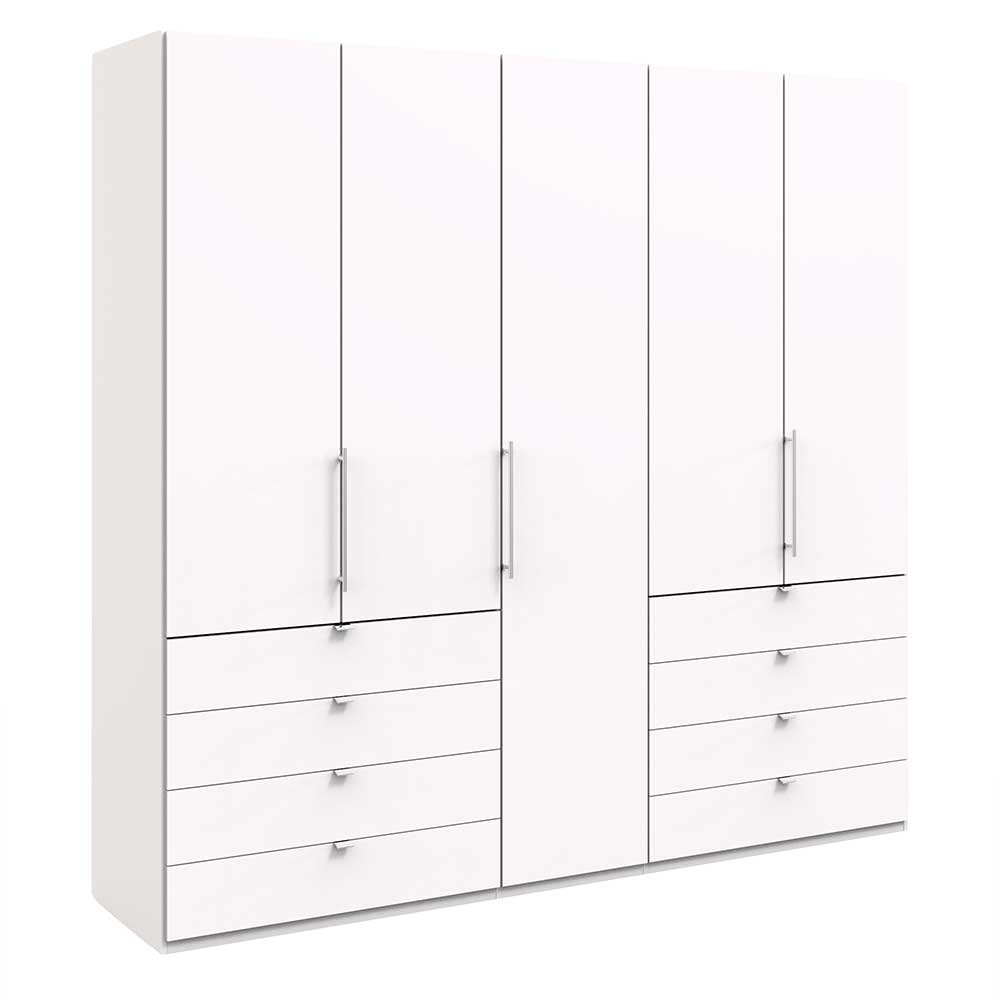 Schrank für weißes Schlafzimmer in 250cm Breite mit acht Schubladen & 3 Türen Donpiave