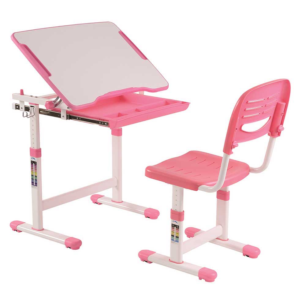 Schreibtisch für Mädchen in Rosa & Weiß mit Stuhl Leverias