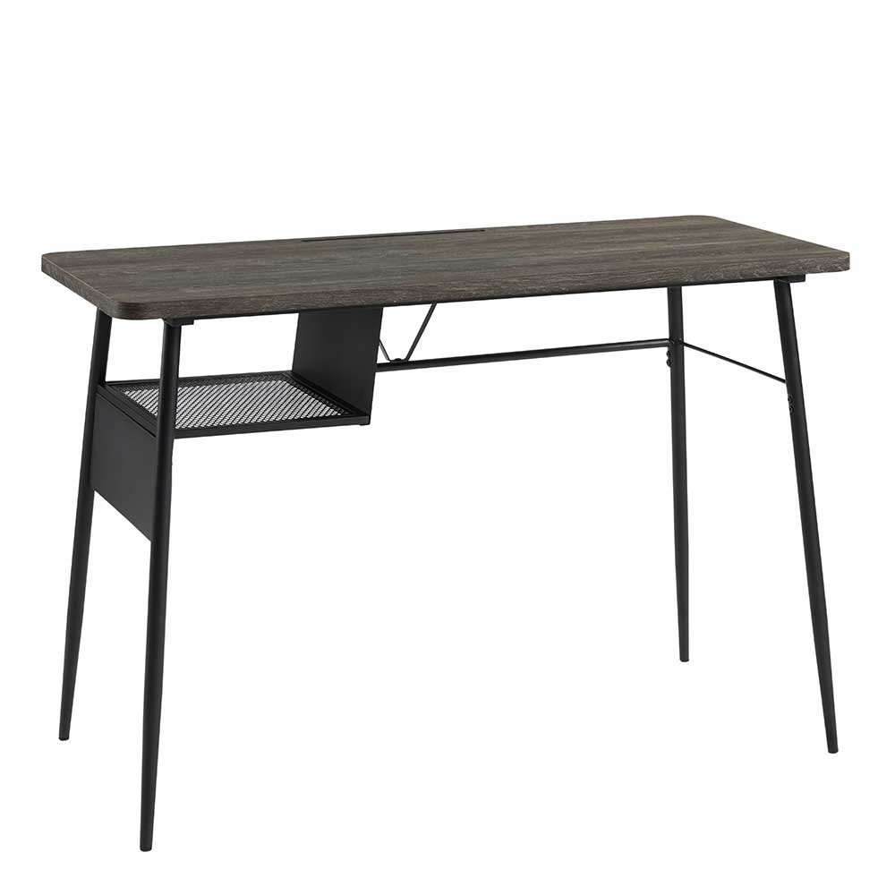 Schreibtisch in Holzoptik Black Wash & Schwarz - modernes Design - 112x51 Sarojasia