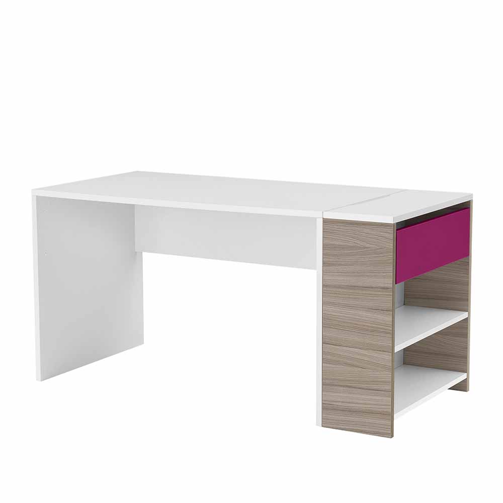 Schreibtisch Kinder- und Jugendzimmer Weiß Holzdekor Pink Oedo