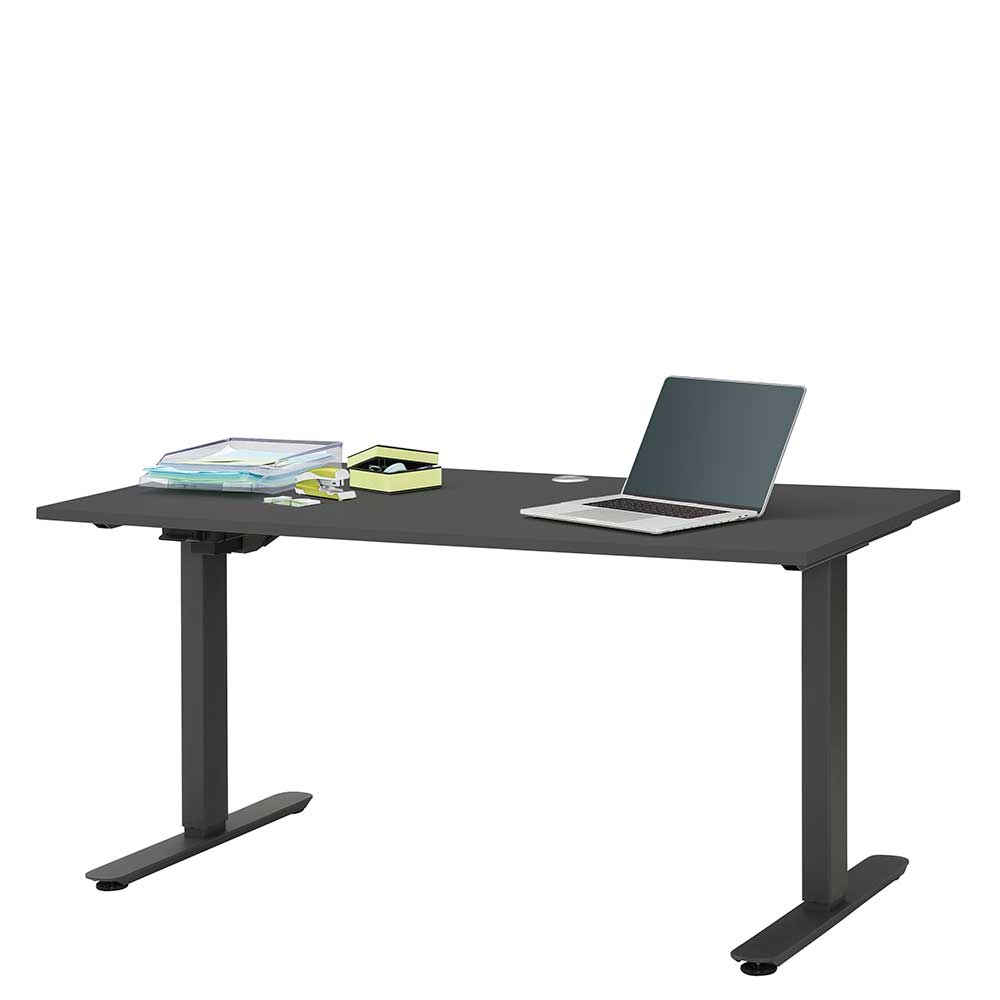 Schreibtisch mit T-Gestell in Anthrazit - elektrisch höhenverstellbar Renatas