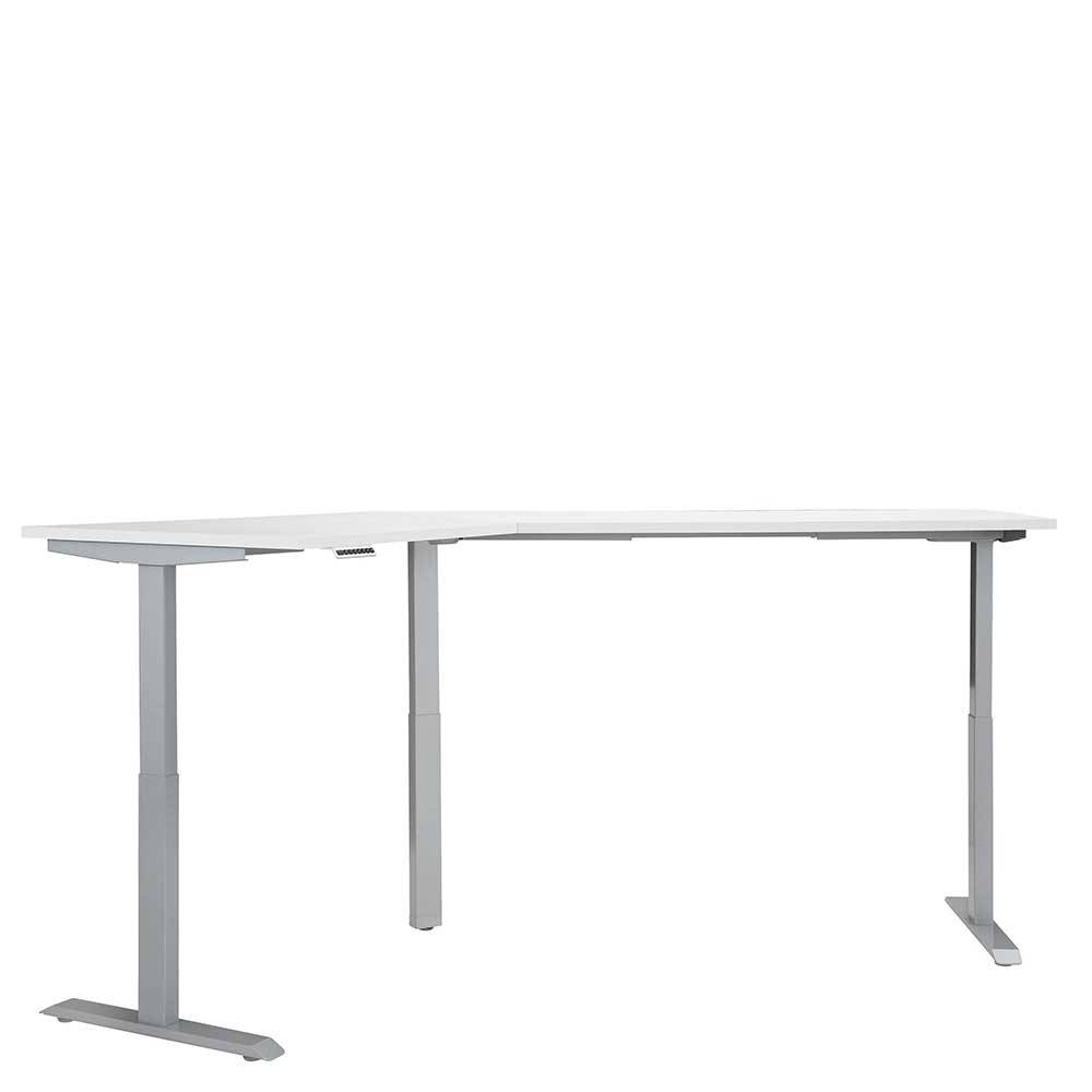 Schreibtisch Winkel links kurz in Weiß & Grau - höhenverstellbar Licomus