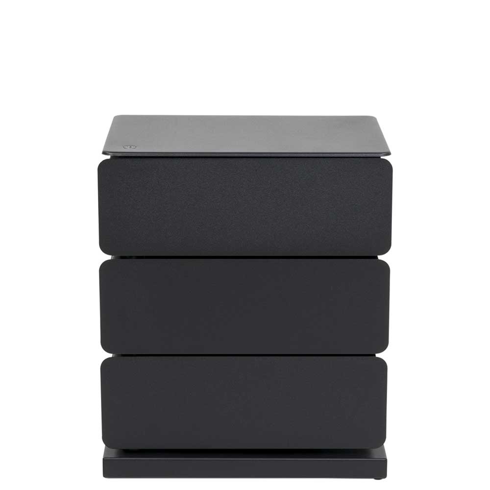 Schwarze Design Stahlkommode mit drei Schubladen - ideal für Schuhe - 37x55x26 Zunil