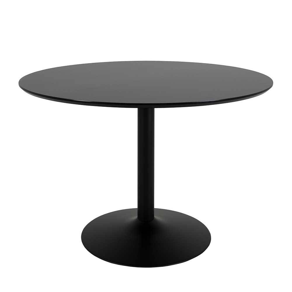 Schwarzer Esszimmer Tisch mit Retrodesign in Rund 110cm Glams