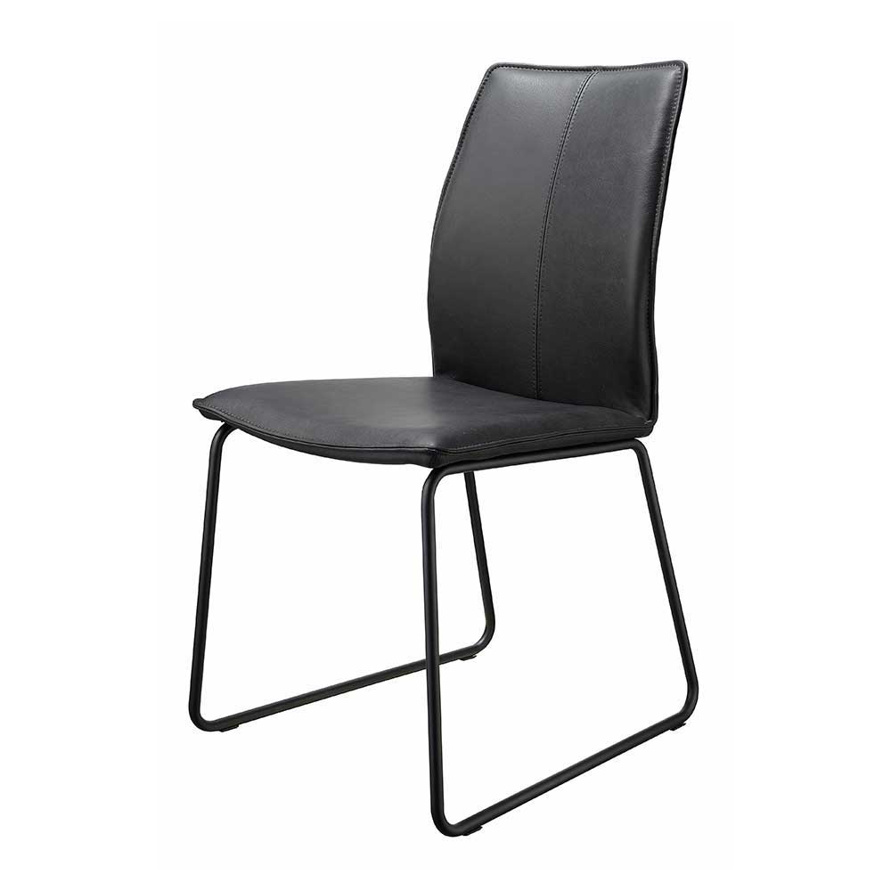 Schwarzer Lederstuhl für Esstische in modernem Design Norma