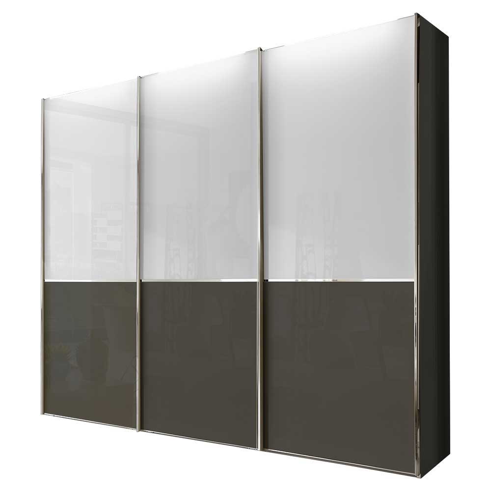 Schwebetüren Kleiderschrank in Braun & Weiß Glas mit 280 cm Breite Genre