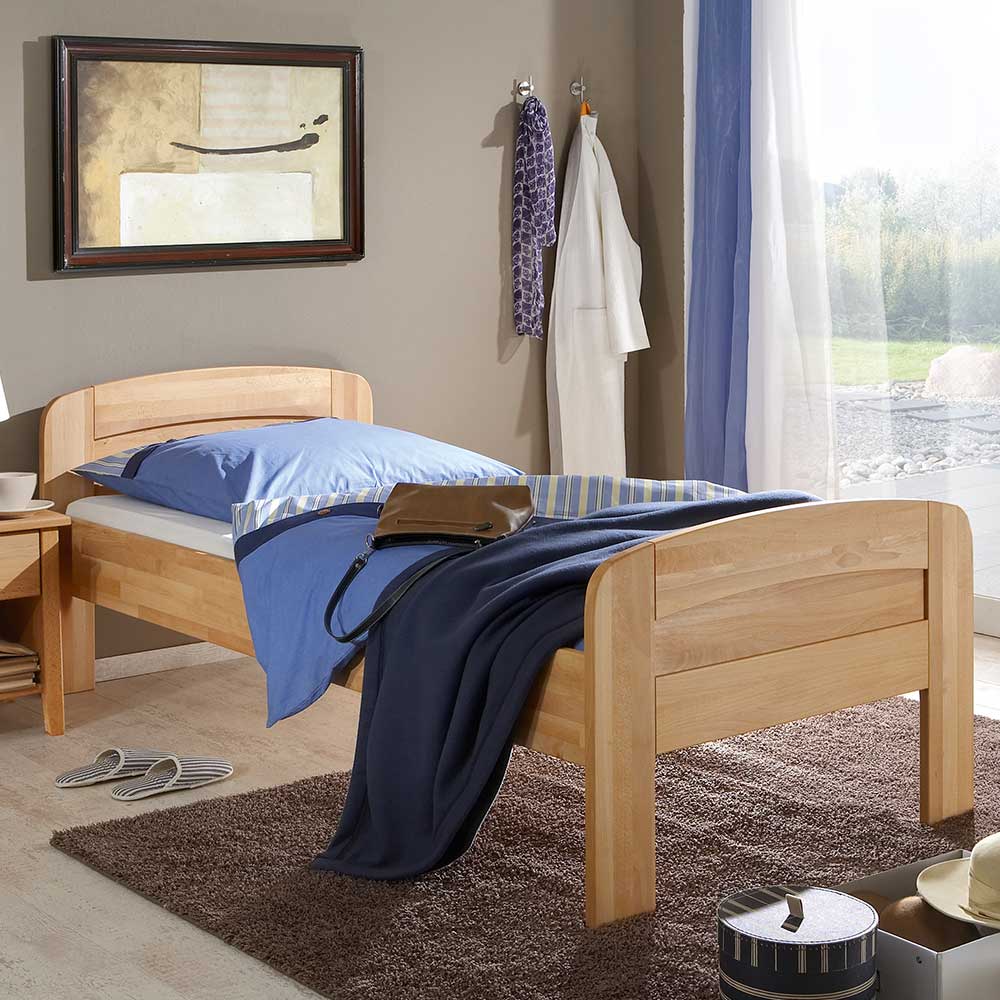 Senioren Bett mit Komforthöhe aus Massivholz Buche - 90x200 100x200 Rudacia