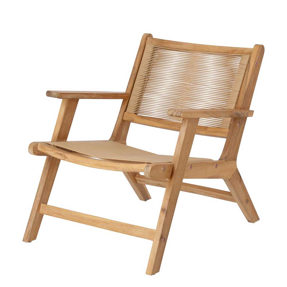 Sessel aus Kunstrattan & Massivholz in Beige & Akazie Weymo