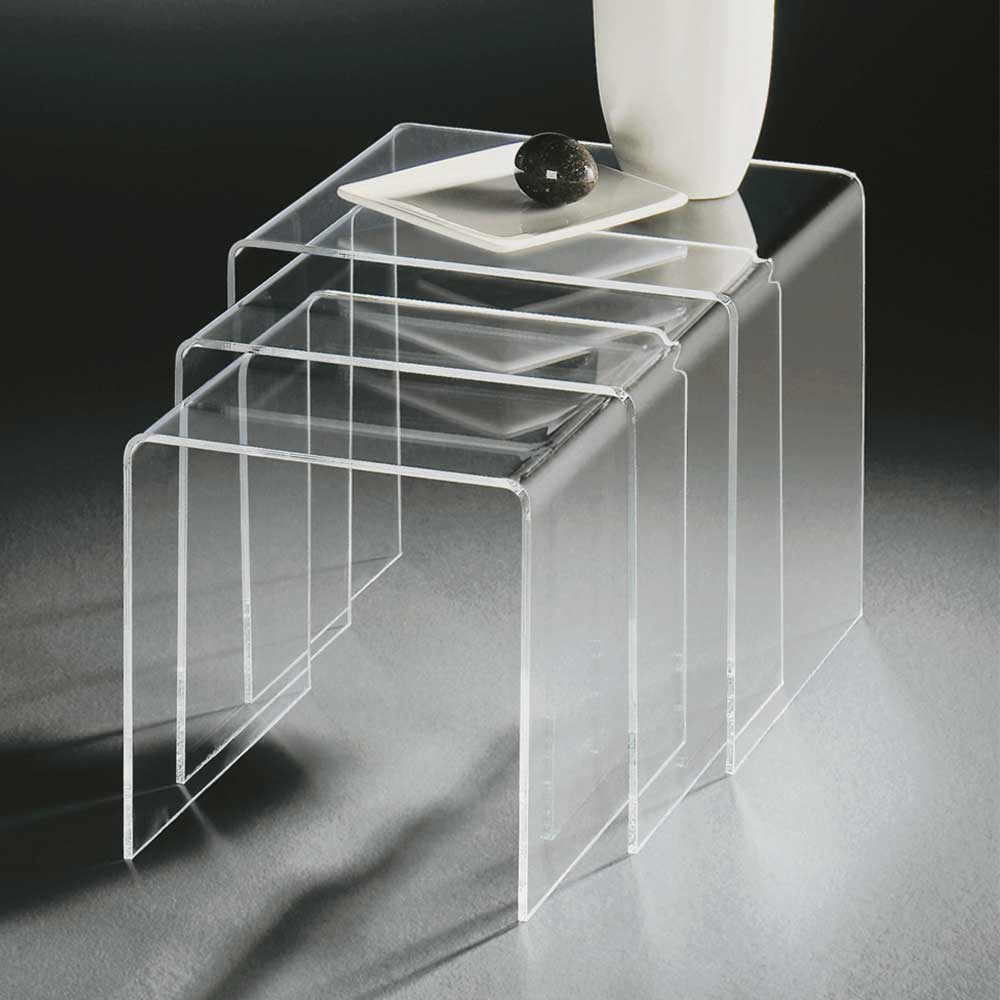 Set Beistelltische aus Acryl Glas mit Wangen-Gestell Aloisan