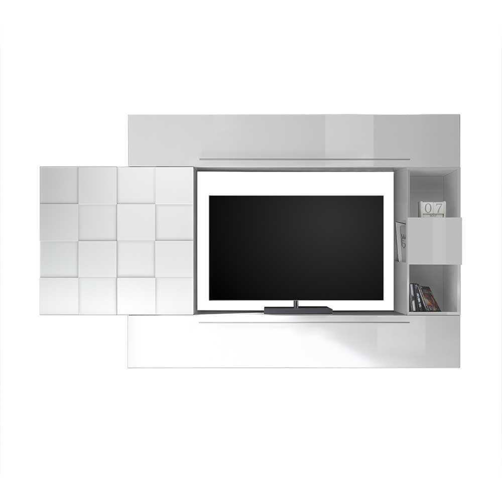 Set Hochglanz Designmöbel in Weiß fürs Wohnzimmer Attrona