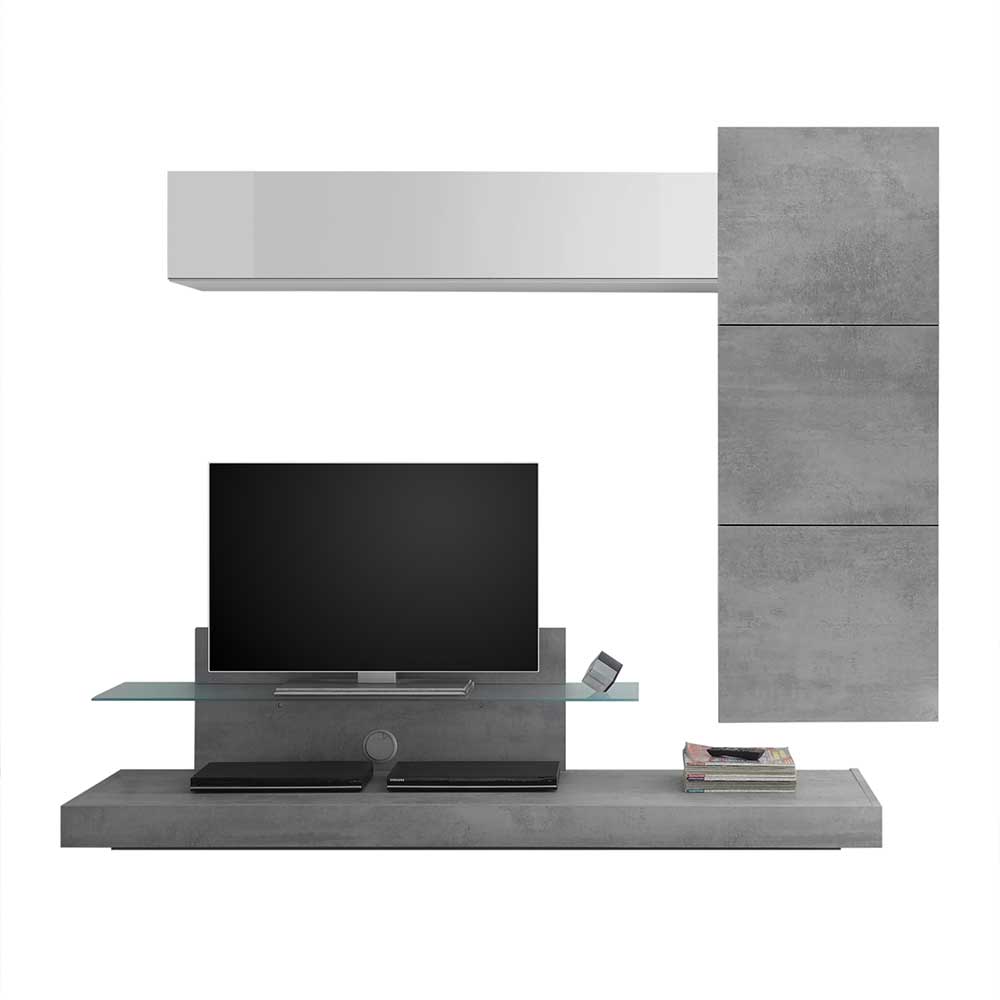 Set Wohnwand Möbel in Modern und Beton Grau & Weiß Glanz Bienta