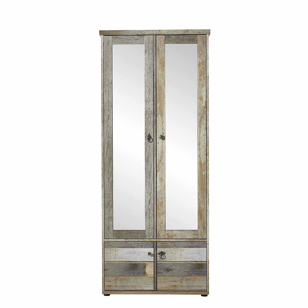 Shabby Flurschrank mit 2 Spiegel Türen 78x189x40 cm Curacon