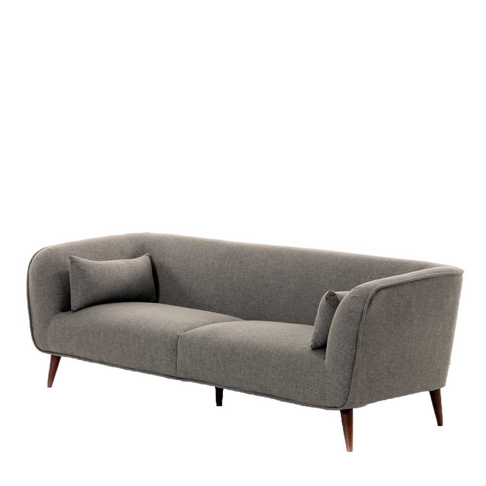 Skandi Sofa in Grau mit Eiche dunkel mit drei Sitzplätzen Macaza
