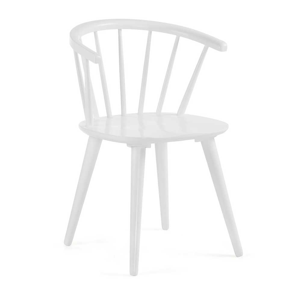 Skandi Stühle aus Holz in Weiß lackiert - Gummibaum massiv Lurya