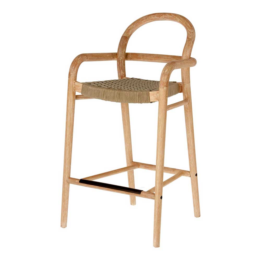 Skandi Stuhl mit 69 cm Sitzhöhe aus Eukalyptusholz mit Kordel Cremana