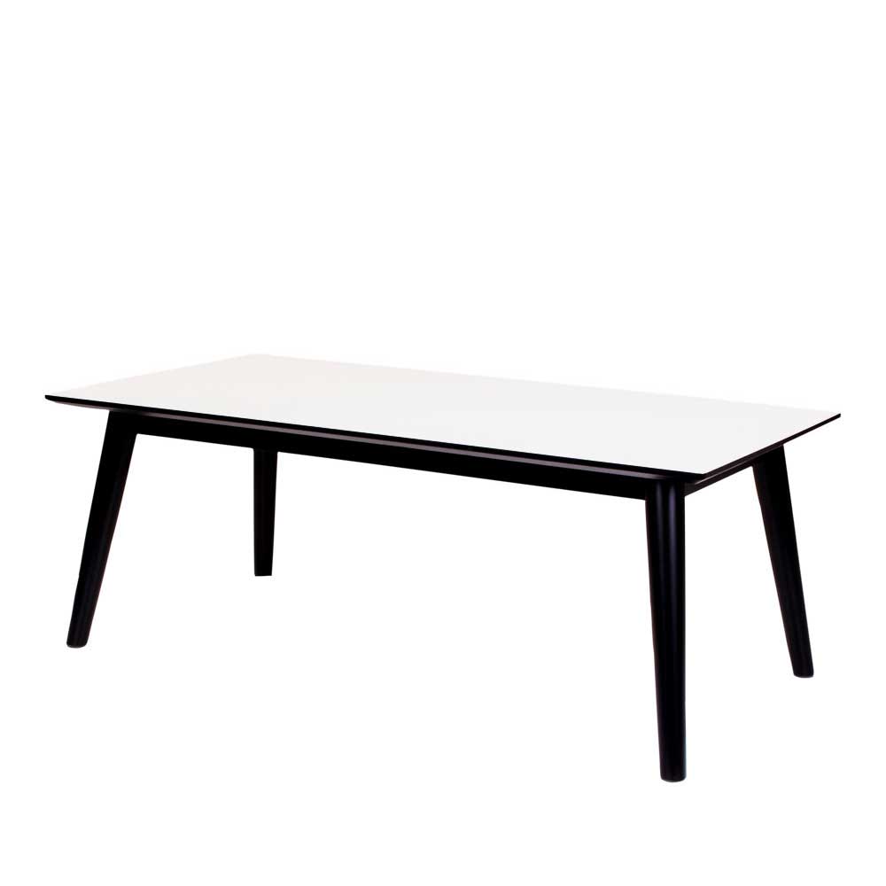 Skandi Wohnzimmer Tisch in Weiß & Schwarz aus MDF & Holz Ilagra