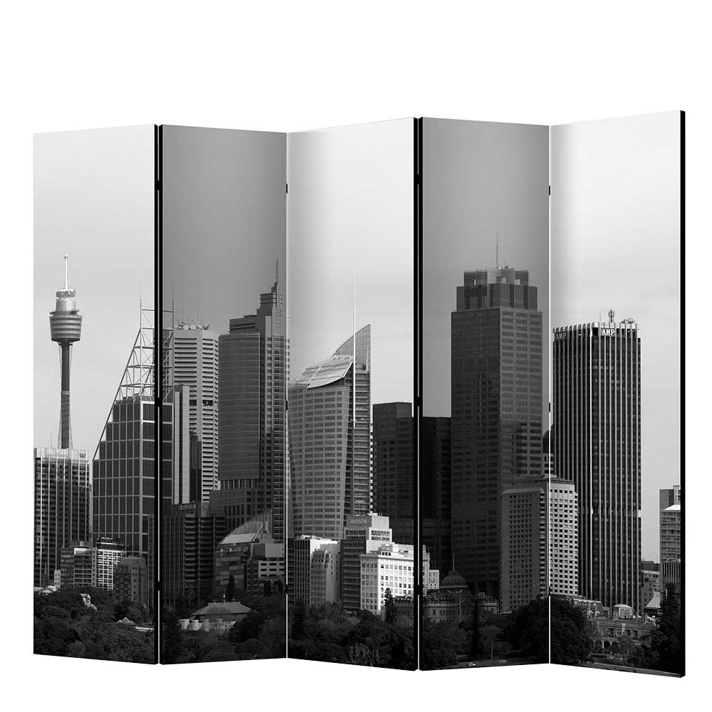 Spanische Wand mit Schwarz Weiß Fotodruck Skyline Sydney Daven