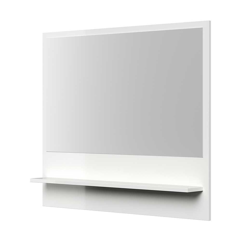 Spiegel mit Ablageboard in Weiß Hochglanz - modernes Design Rovina