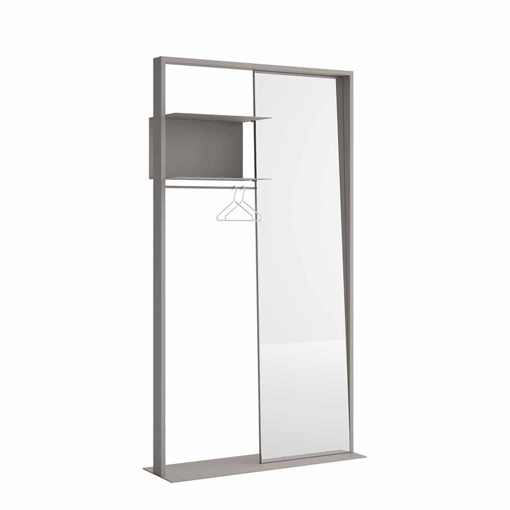 Stahl Garderobe mit Ganzkörperspiegel in Grau 96x174 cm Nassa