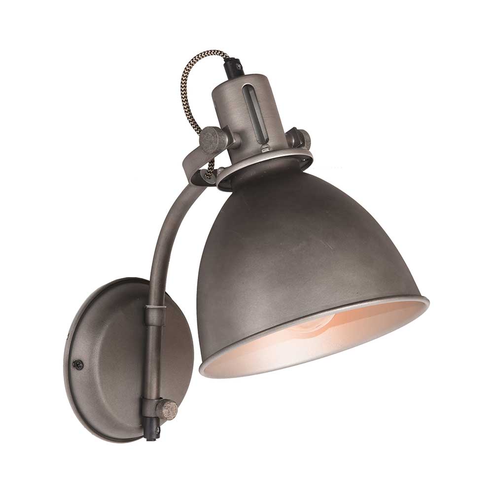 Stahl Wandlampe in Grau - Industrial Style - 18x30x32 Culary