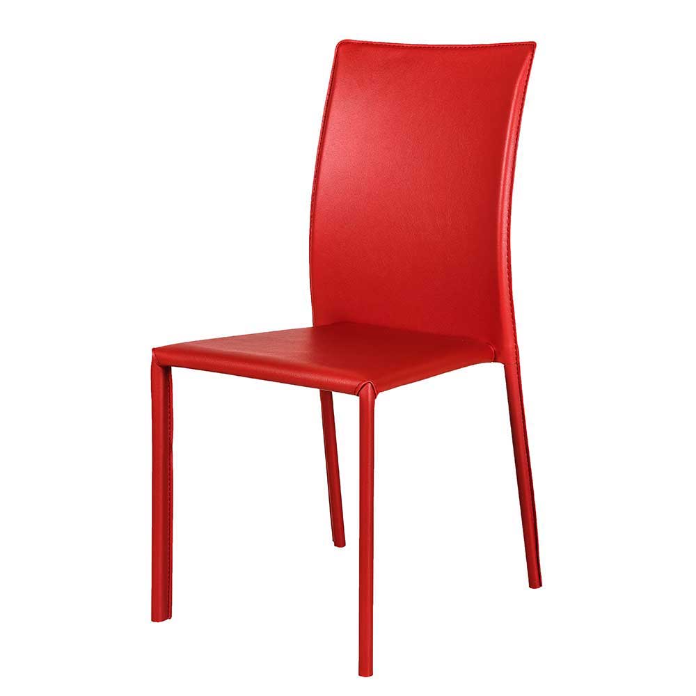 Stapelbarer Stuhl in Rot Kunstleder mit hoher Lehne Fulcao