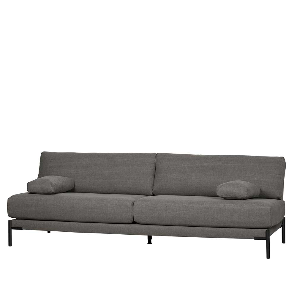 Stoff Wohnzimmer Couch in Anthrazit mit Federkern - 242x83x94 Plexino