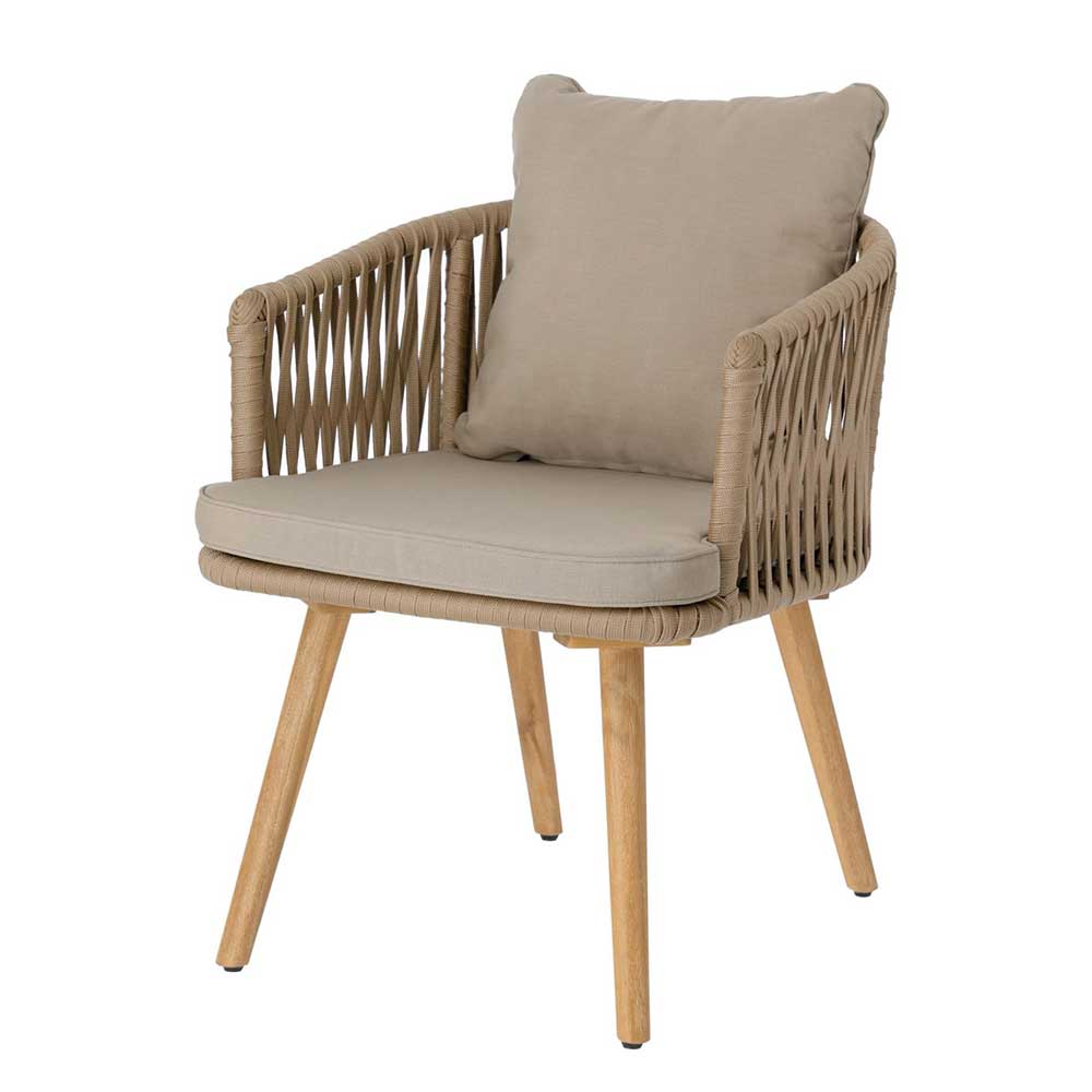 Stühle aus Kordelgeflecht & Holz in Natur mit Armlehnen Movement