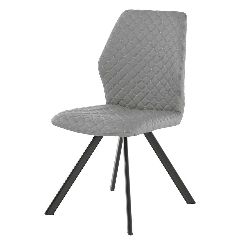 Stühle in Grau Rautensteppung - Kunstleder mit Metall in Schwarz Oracio