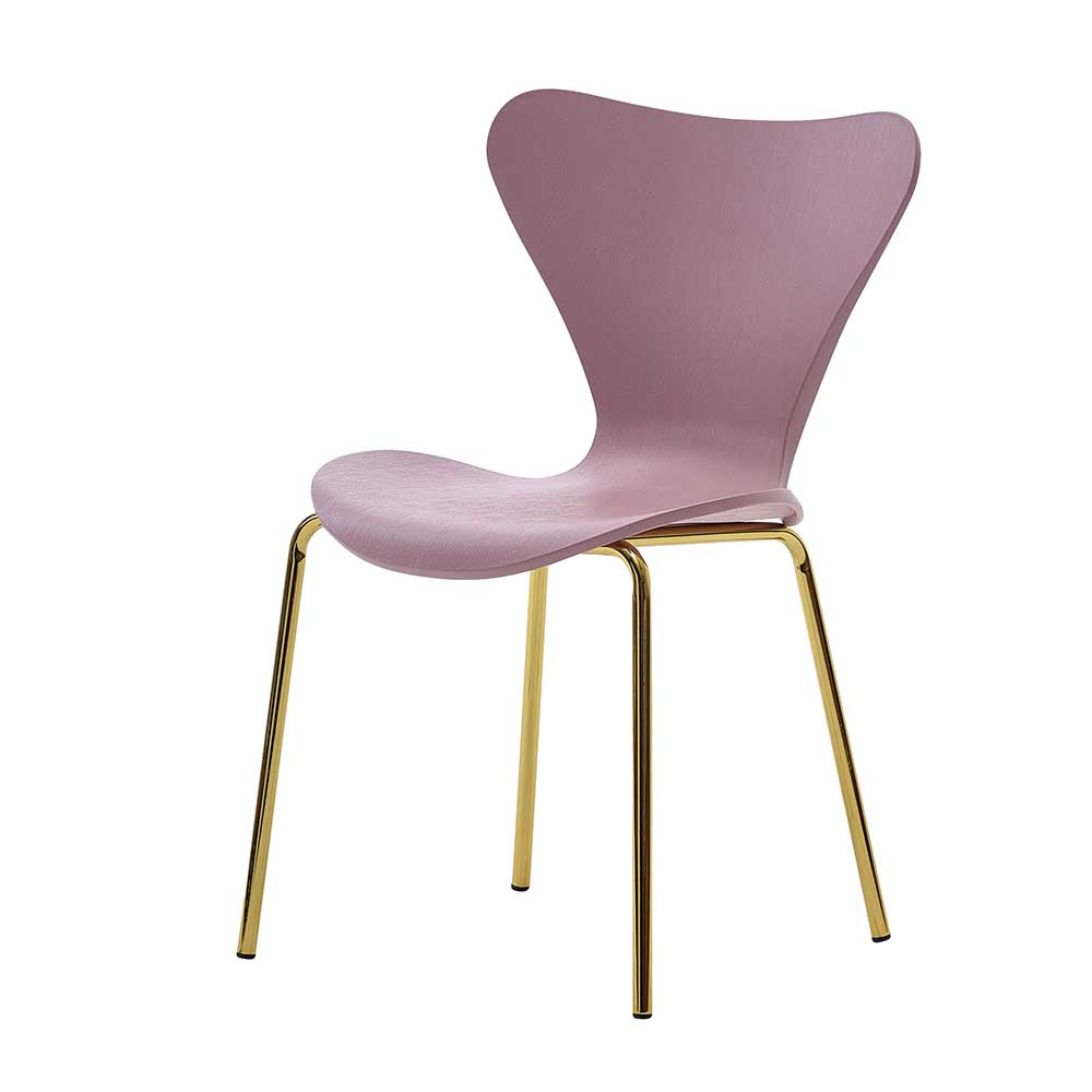 Stühle in Rosa & Gold - Kunststoff Schalensitz & Metallgestell Casta