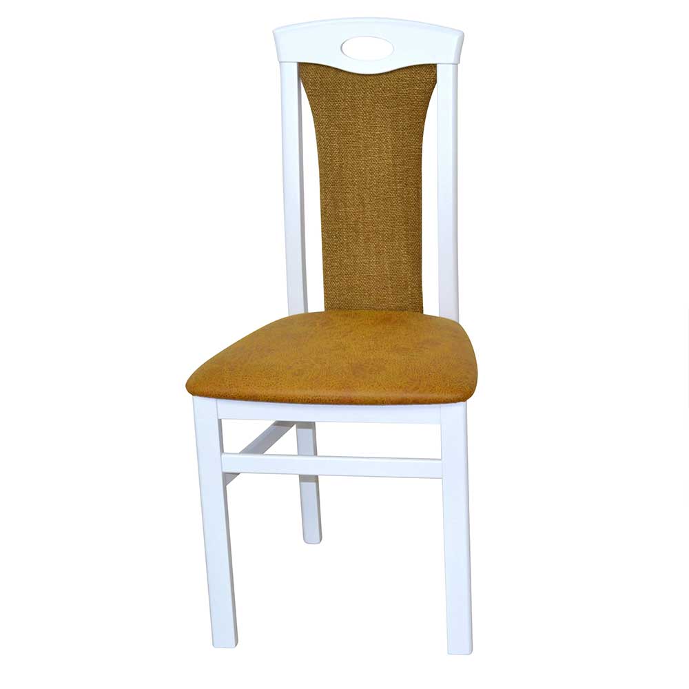 Stühle in Weiß & Ocker mit hoher Lehne Agneta