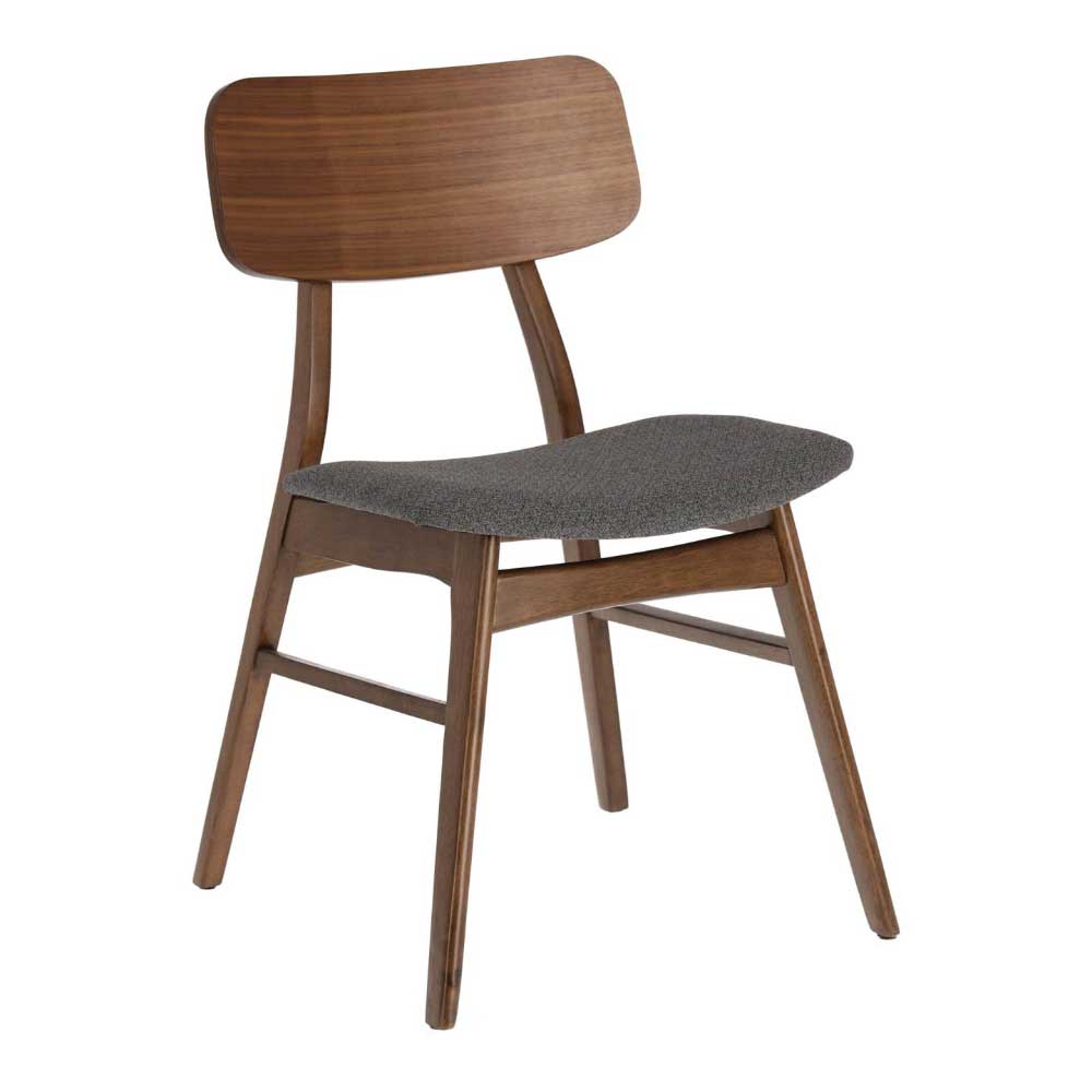 Stuhl in Grau & Walnuss Braun aus Akazie Massivholz & Stoff Macereta