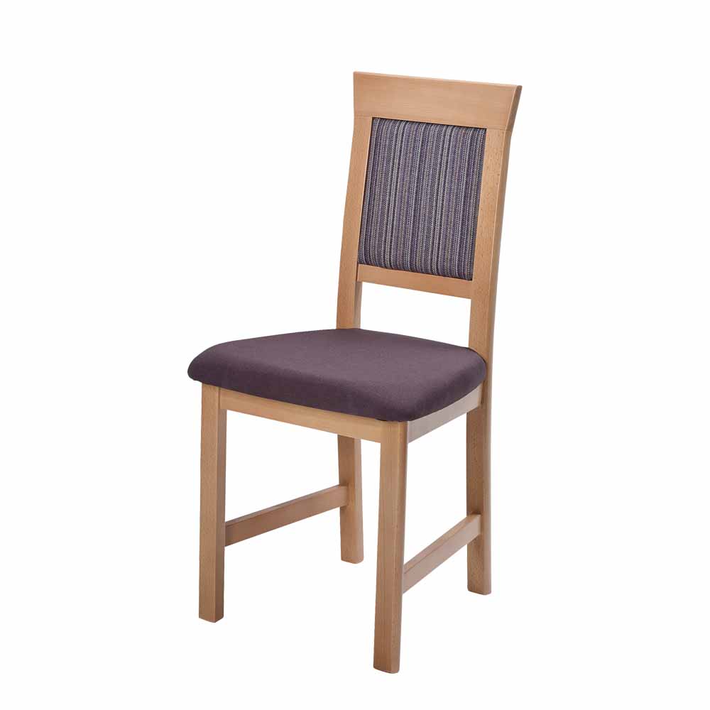 Stuhl Lehne und Sitz gepolstert Massivholz Buche lackiert Webstoff gestreift Xamila