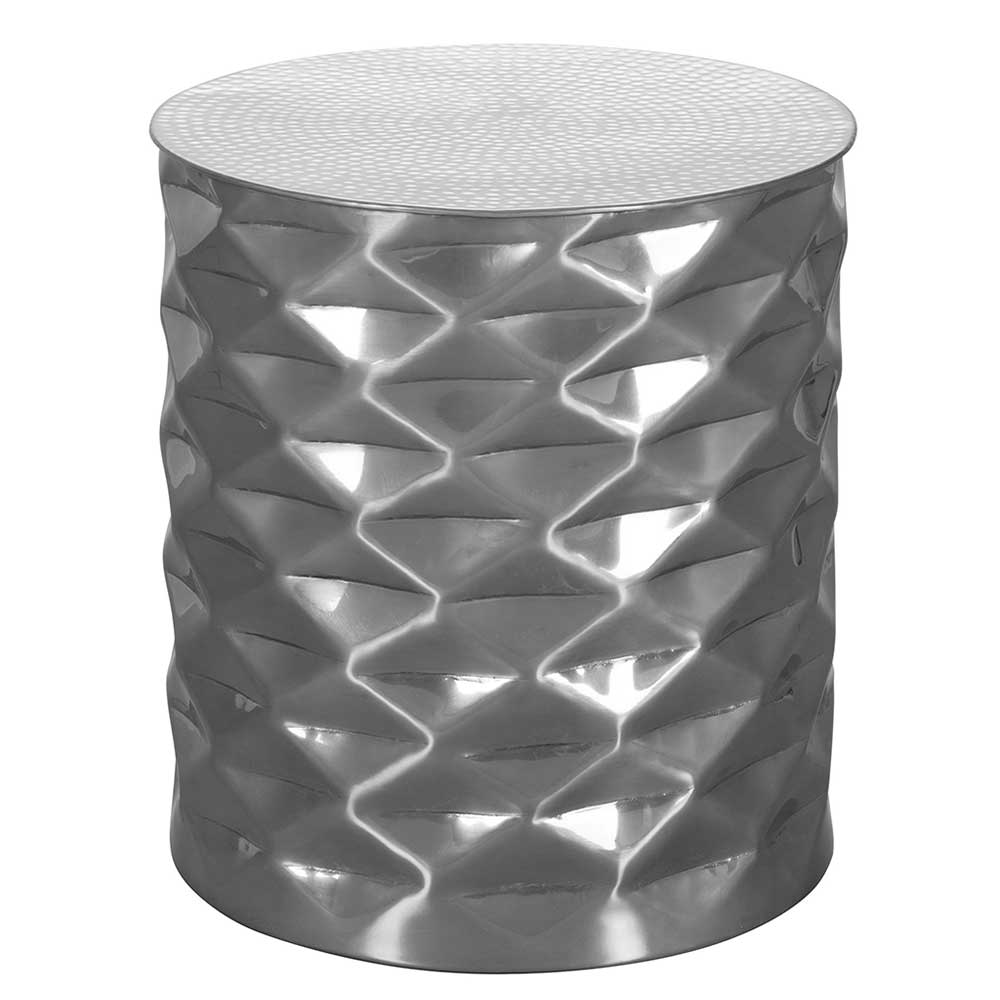 Stylischer Metalltisch in Silber aus Aluminium - 44x48x44 Gestina