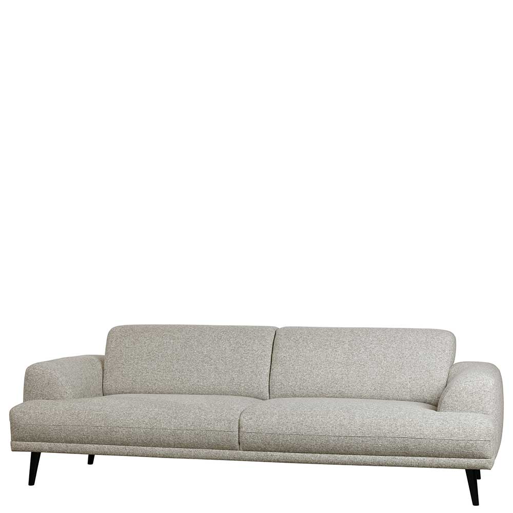 Stylisches Sofa in Creme Webstoff mit dunkelbraunen Holzbeinen Frees
