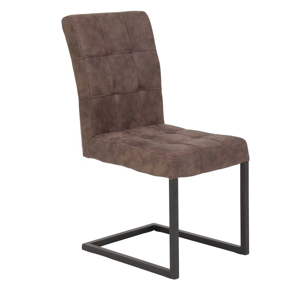 Swing Stühle in Microfaser Braun Vintage & Schwarz Laticio