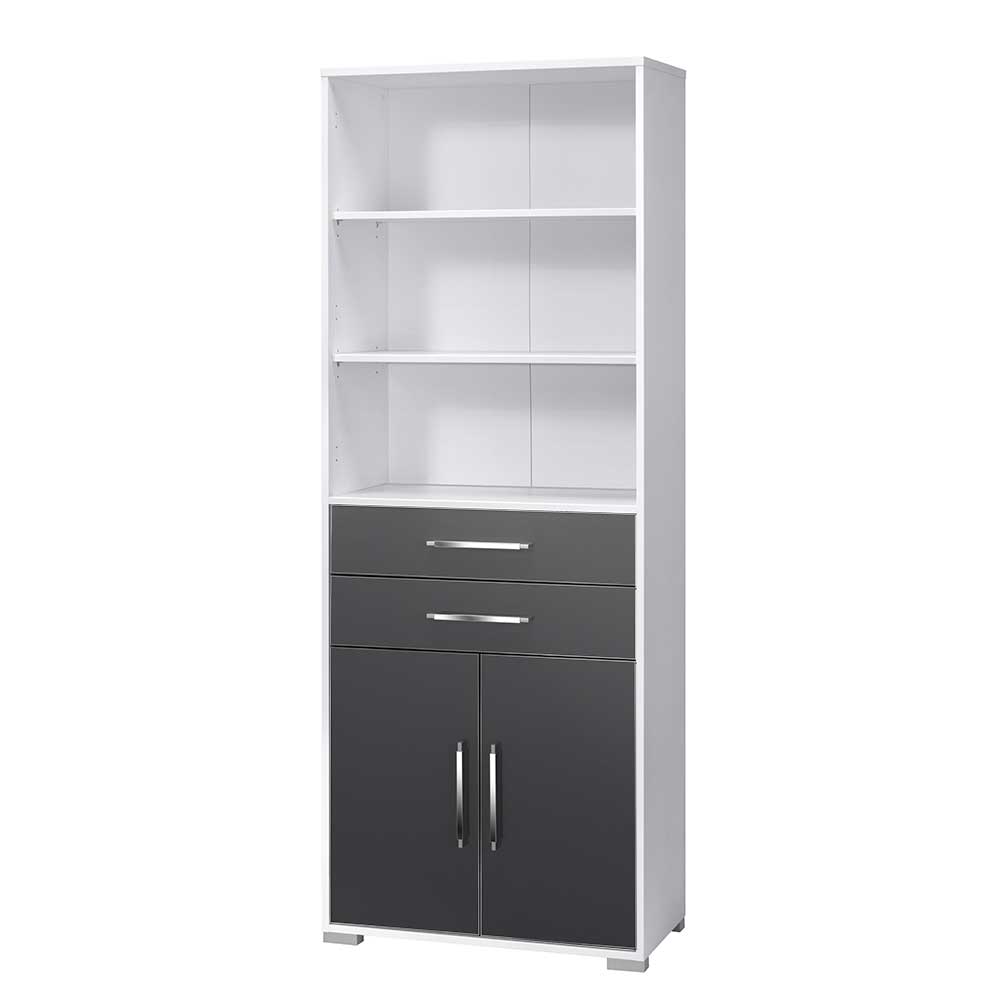 Systemmöbel Büroschrank in Weiß & Grau mit Fächern & Schubladen & Türen Kriscas
