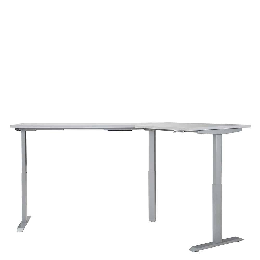 T-Gestell Schreibtisch groß in Grau mit elektrischer Höhenverstellung Madalas