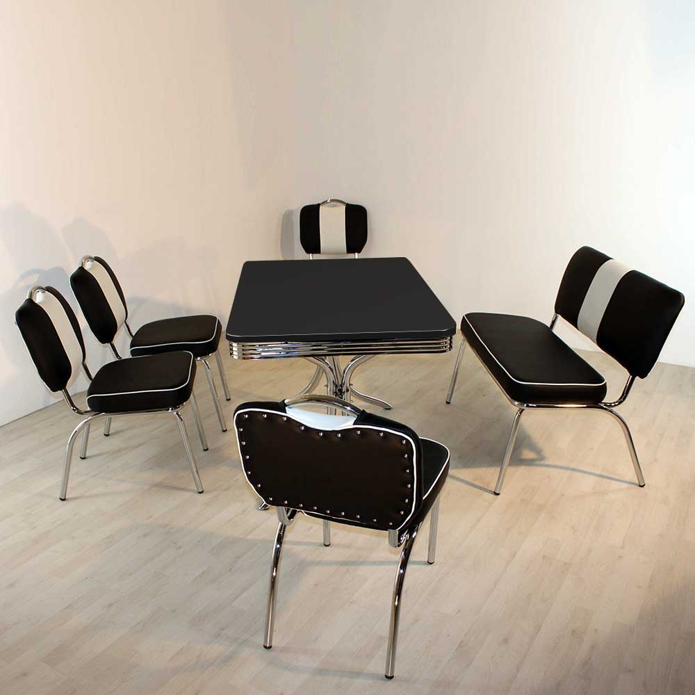 Tisch & Bank & 4 Stühle im Retro Diner Design Barataria