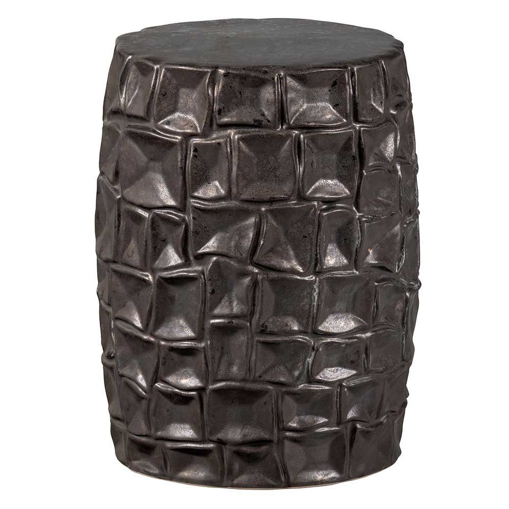 Tonnenförmige Beistelltische aus Keramik in Dunkelbraun glasiert Hisa