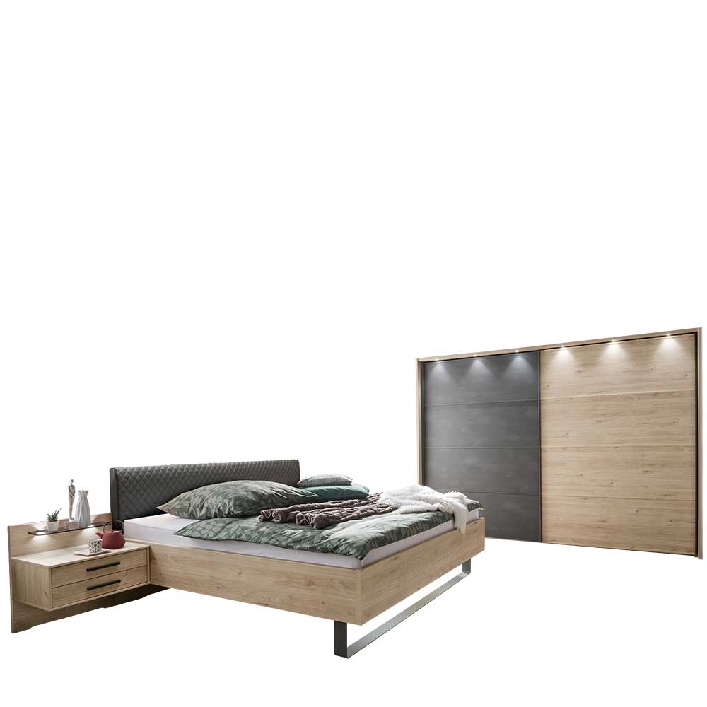 Topp Design Schlafzimmer Set mit Schwebetüren-Schrank Licruva