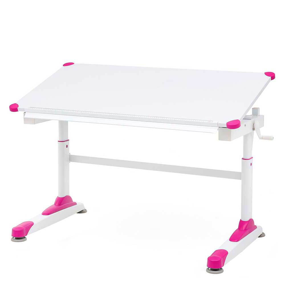 Topp Kinder Schreibtisch verstellbar in Weiß & Pink - 119x86x67 Meike