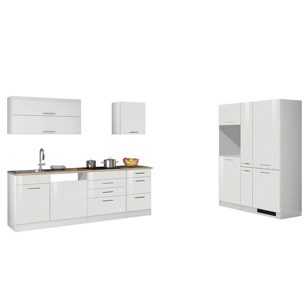 Topp Küche in Weiß Hochglanz ohne E-Geräte - 390x200x60 Cuneo