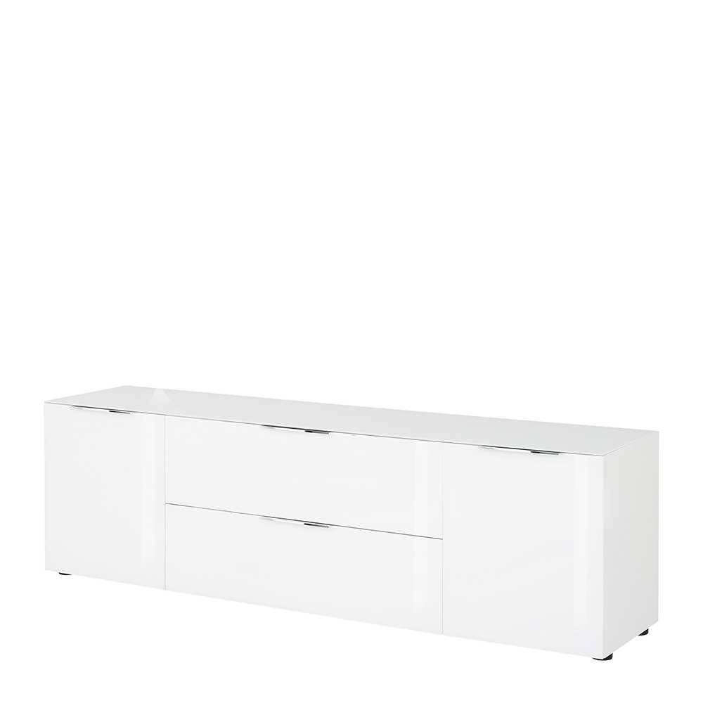 Weiße 54 cm hohe Kommode mit Schublade & Klappe & zwei Türen Onstruda