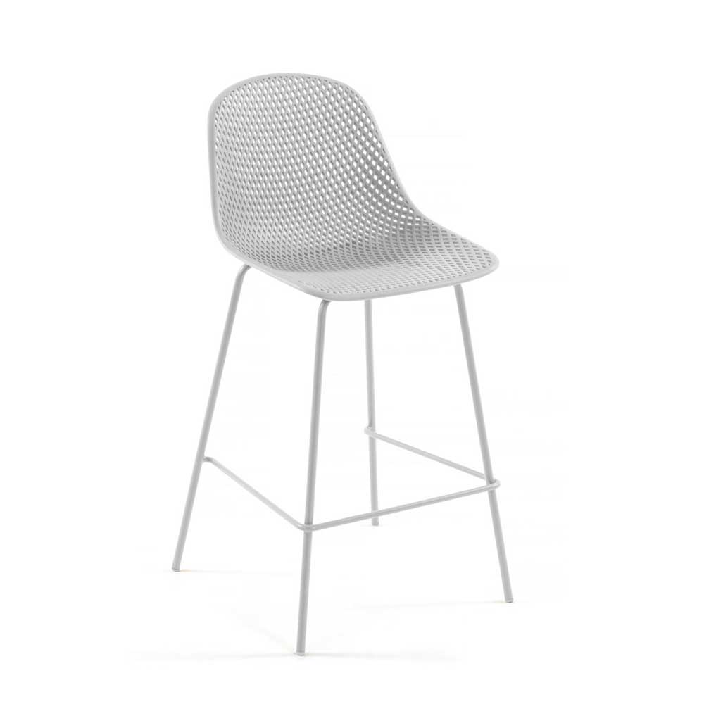 Weiße Barstühle mit Sitzschale aus Kunststoff & Stahlgestell Contrada