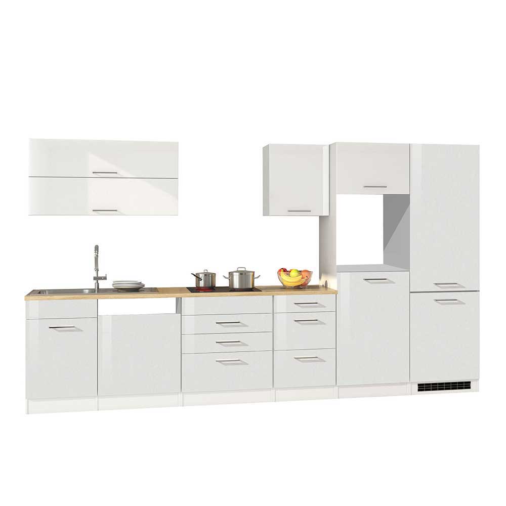 Weiße Küche ohne Geräte mit Fronten Hochglanz Cuneo III