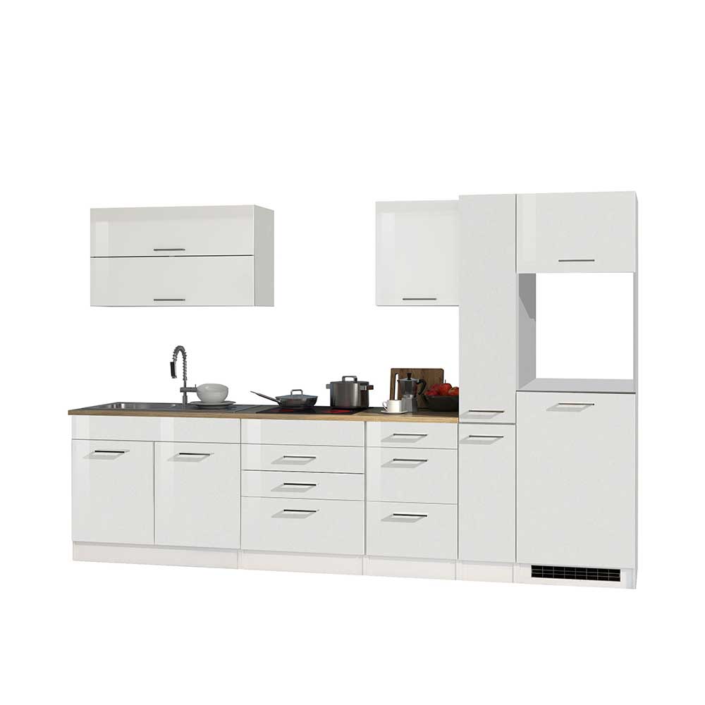 Weiße Leerblock Küche 320cm - keine E-Geräte Cuneo