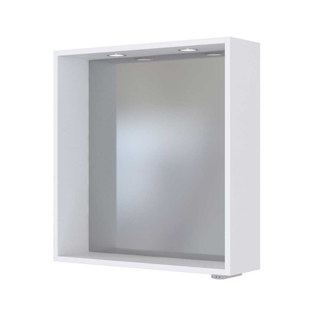Weißer Badspiegel mit Ablage & LED Beleuchtung 60x64x18 cm Enwicos